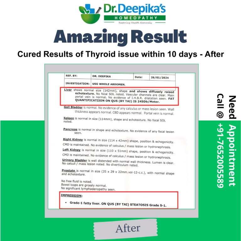 Cured Results of Fatty Liver issue from Grade 2 to Grade 1 of Mr. Nitin at Dr. Deepika's Homeopathy-After
