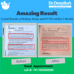 Cured Results of PCOD And Kidney Stone of Miss Pooja at Dr. Deepika's Homeopathy